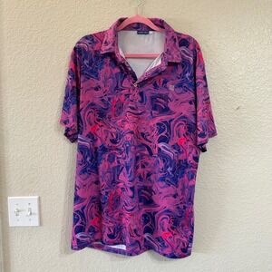 Hreski Men's‎ Large Polo Performance Shirt Colorful Golf Short Sleeve Shirt